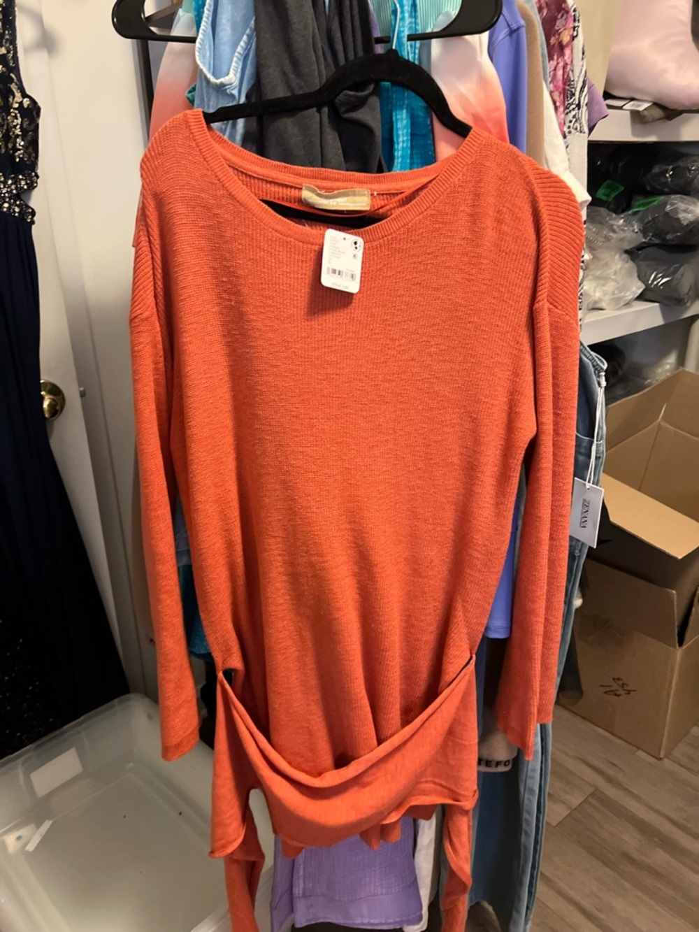 Free People free- est Knot-Front Knit Sweater Dress in dark orange - Picture 2 of 4